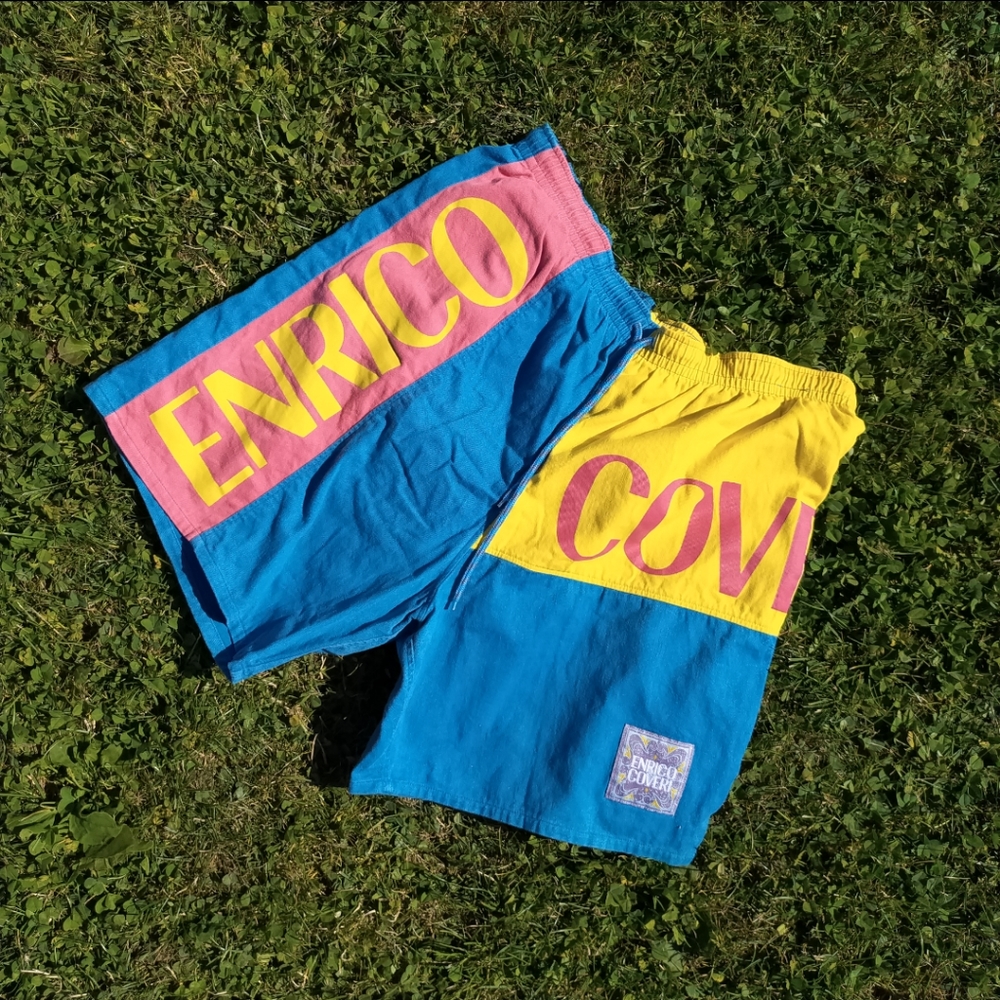 VINTAGE ENRICO COVERI LOGO MENS SWIMPANTS